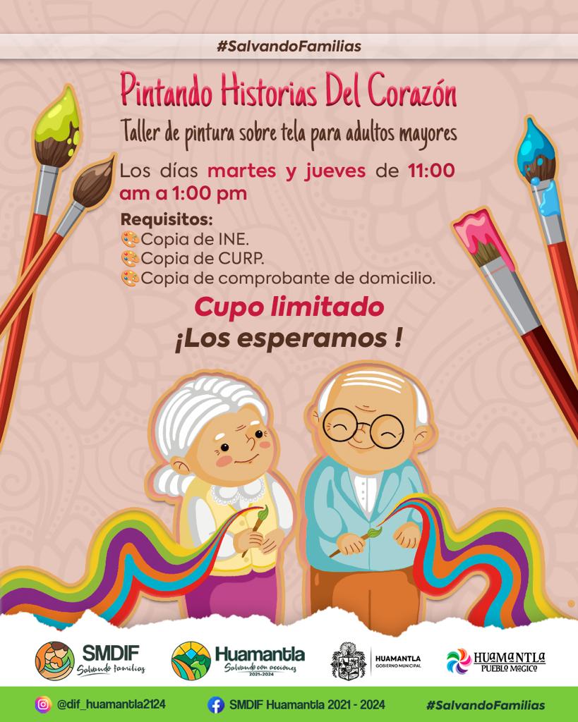Invita SMDIF de Huamantla a personas de la tercera edad al taller 'Pintando historias del corazón'